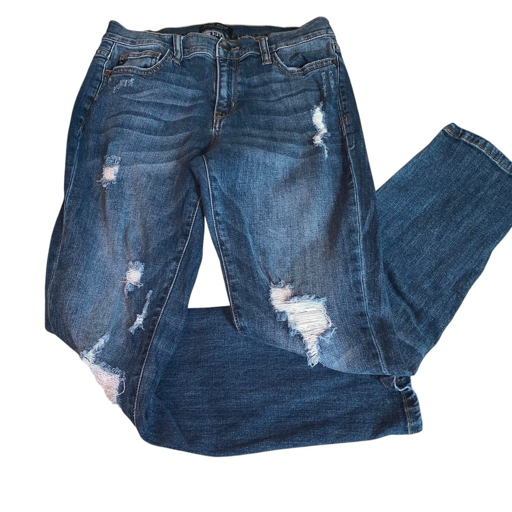 Judy Blue Womens Skinny Fit JB8262DK Distressed‎ Whiskered Jeans Size 5/27 VGUC